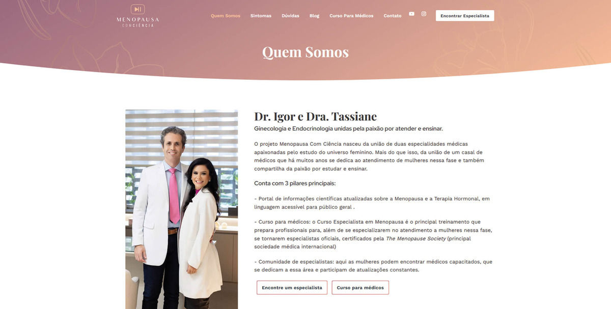 Site para Médicos Menopausa Comciência