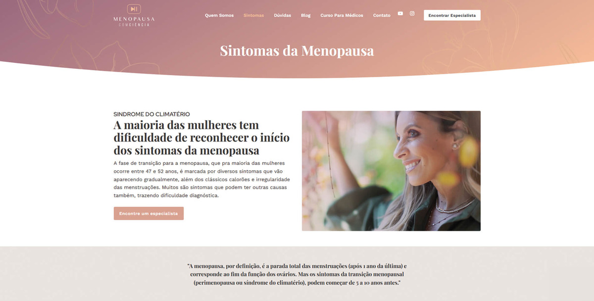 Site para Médicos Menopausa Comciência