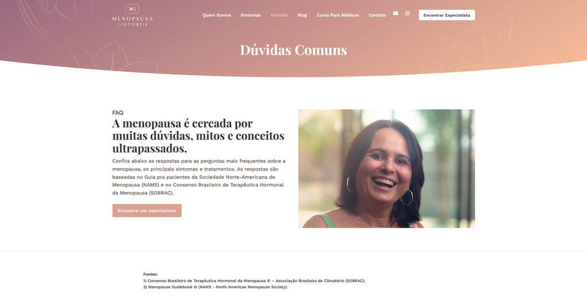 Site para Médicos Menopausa Comciência