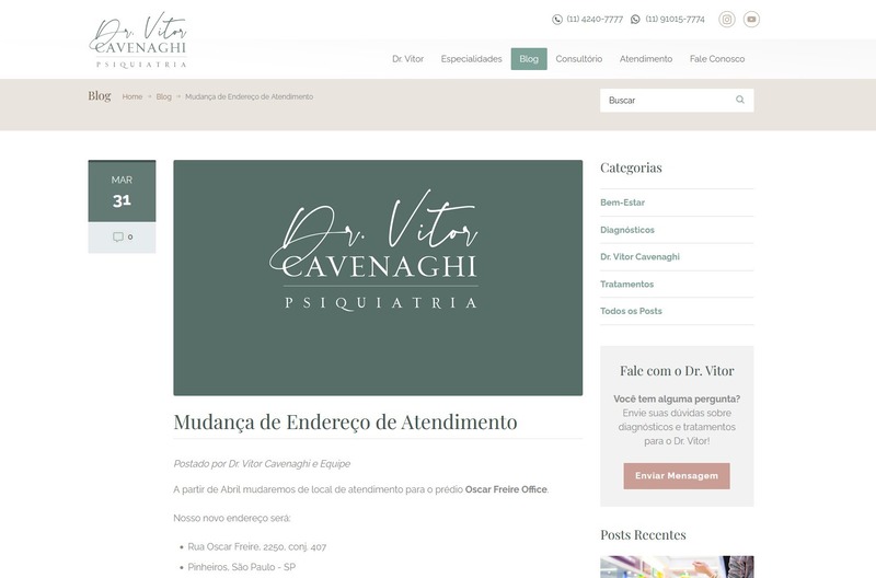 Site para Médicos Dr. Vitor
                      Cavenaghi