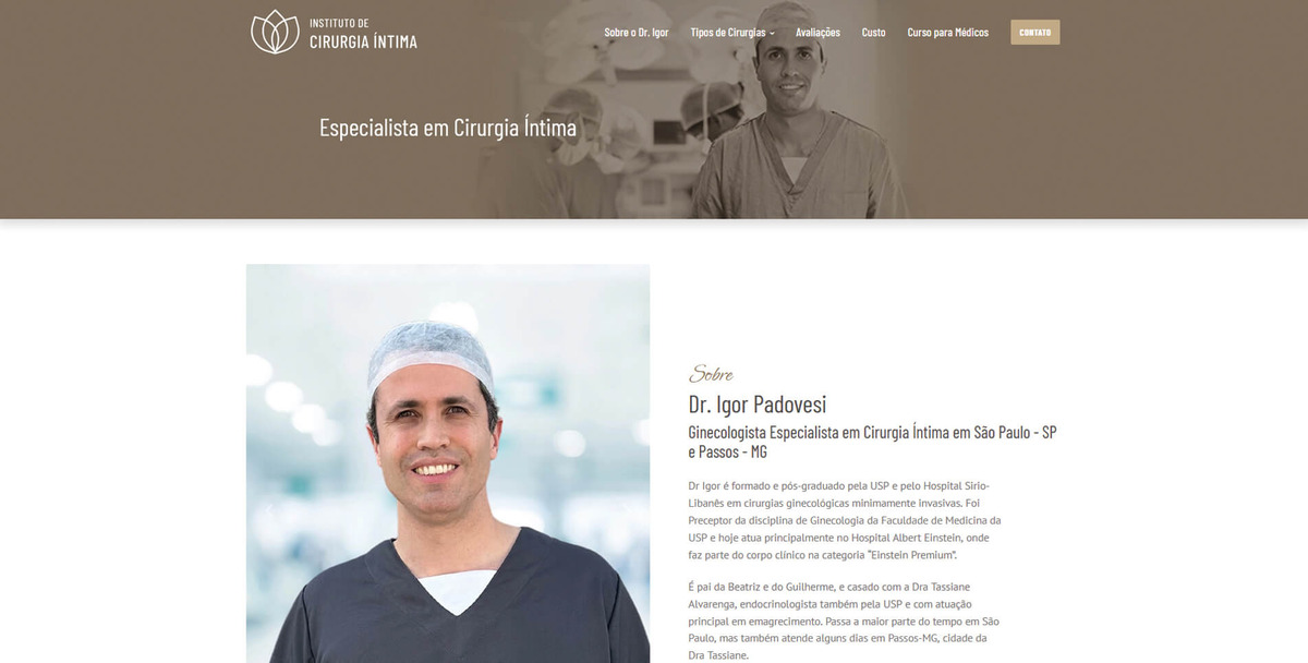 Site para Médicos Instituto de Cirurgia Intima