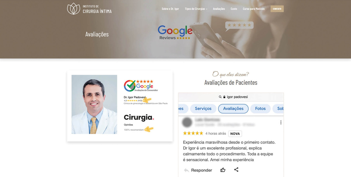 Site para Médicos Instituto de Cirurgia Intima