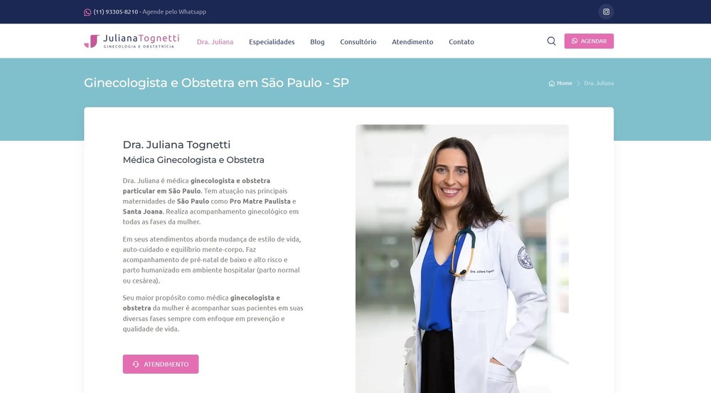 Site para Médicos Dra. Juliana
                      Tognetti