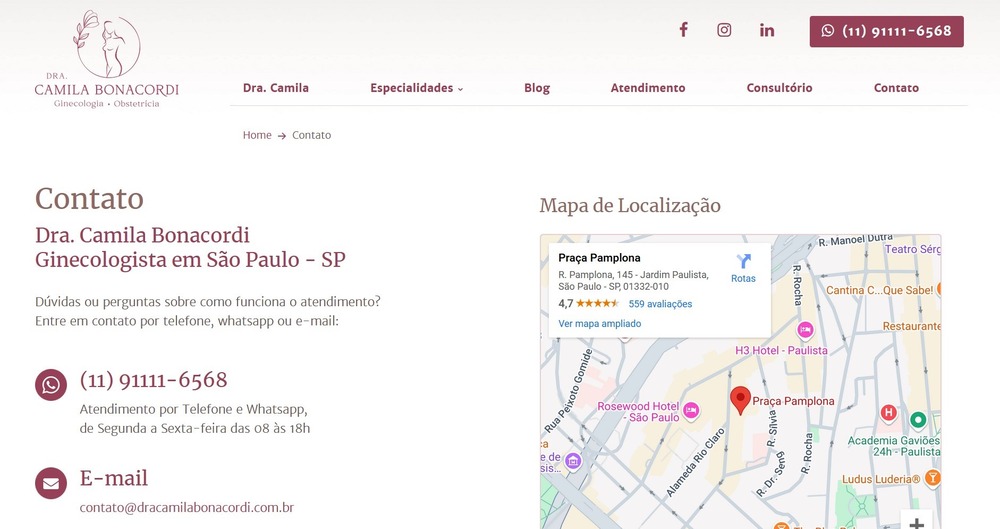 Site para Médicos Dra. Camila
                      Bonacordi