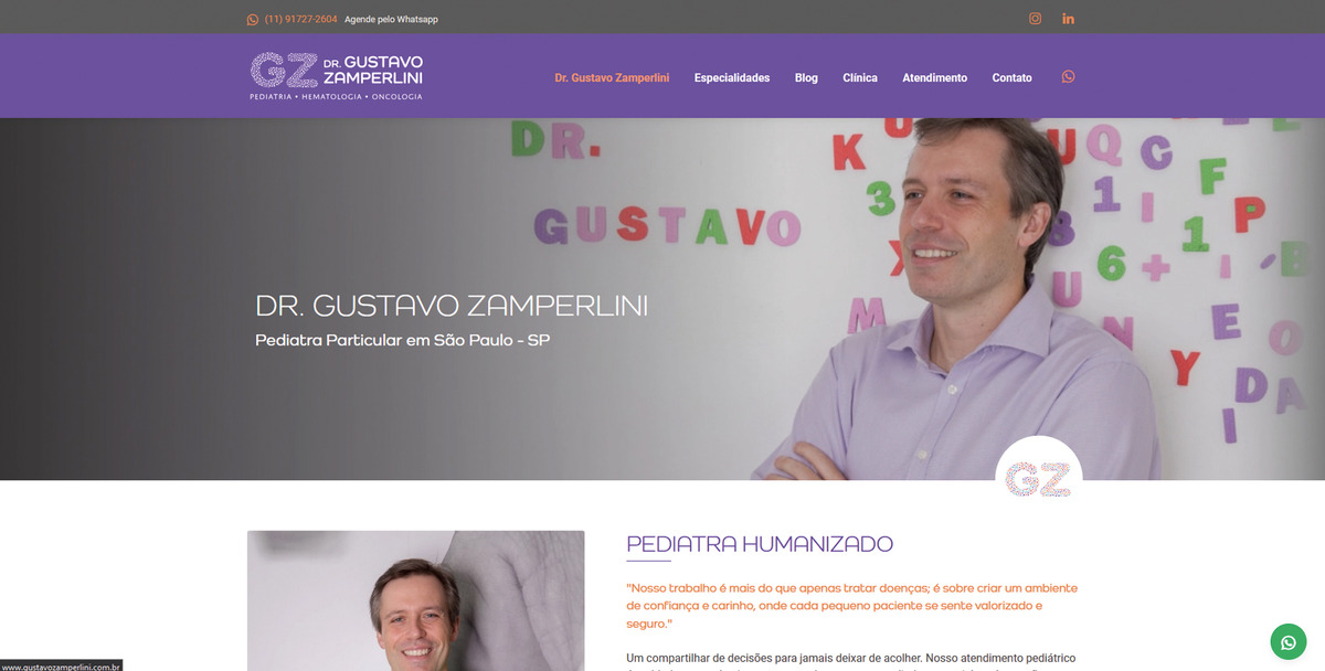 Site para Médicos Dr. Gustavo
                      Zamperlini