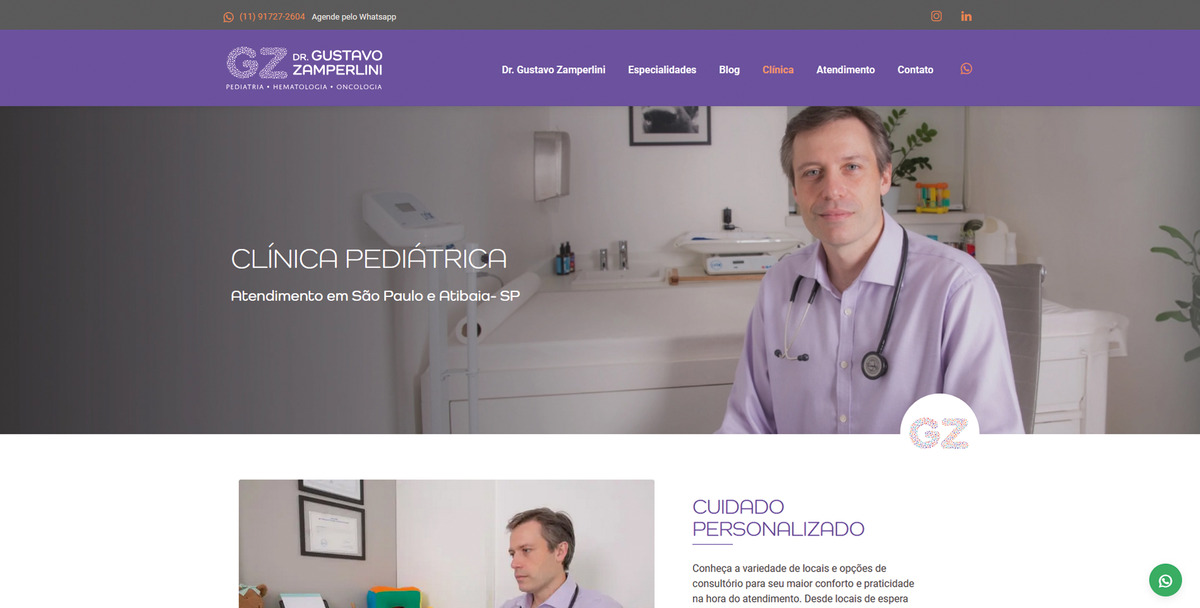 Site para Médicos Dr. Gustavo
                      Zamperlini